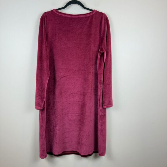 J.Jill Pure Jill Dress Women's Sz M Rose Pink Velvet Long Sleeve Shift Modest - Picture 6 of 8